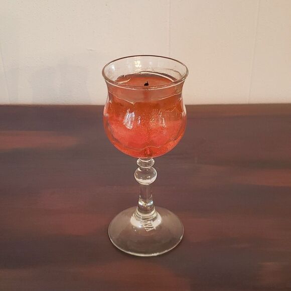 Vintage Avon SPARKLING SWIRL Red Transparent Candle & Goblet Holder - Picture 1 of 9